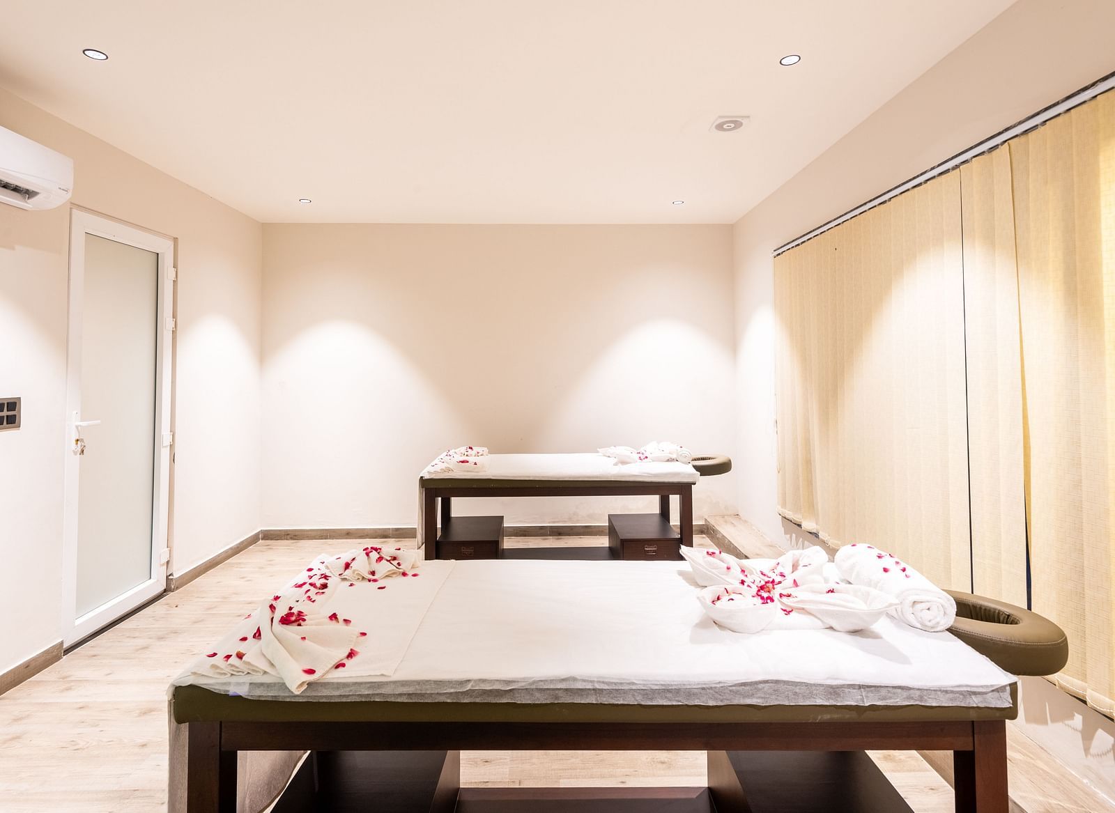 Spa at DLS Divine River Resort and Spa with spa beds and warm lighting